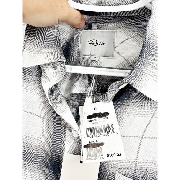 Rails Hunter White Steel Plaid Long Sleeve Button Up Shirt Size Small NWD - Picture 6 of 6